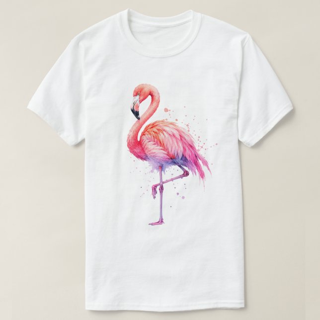 T-shirt Dégradé d'aquarelle de flamant rose (Design devant)