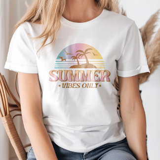 T-shirt Dégradé de coucher de soleil rétro "Vibes d'été se