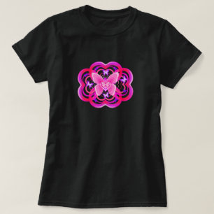 T-shirt Dégradé de rose et de violet en forme de cœur, mot
