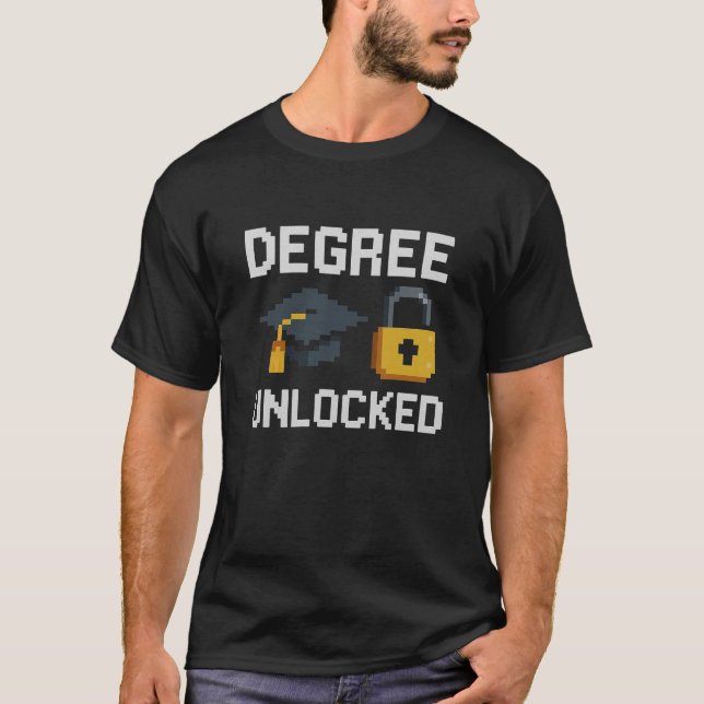 T-shirt Degré déverrouillé (avec thème d'art pixel) Gradua (Devant)