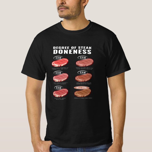 T-shirt Degree of Steak Doneness Meat Grill BBQ (Devant)