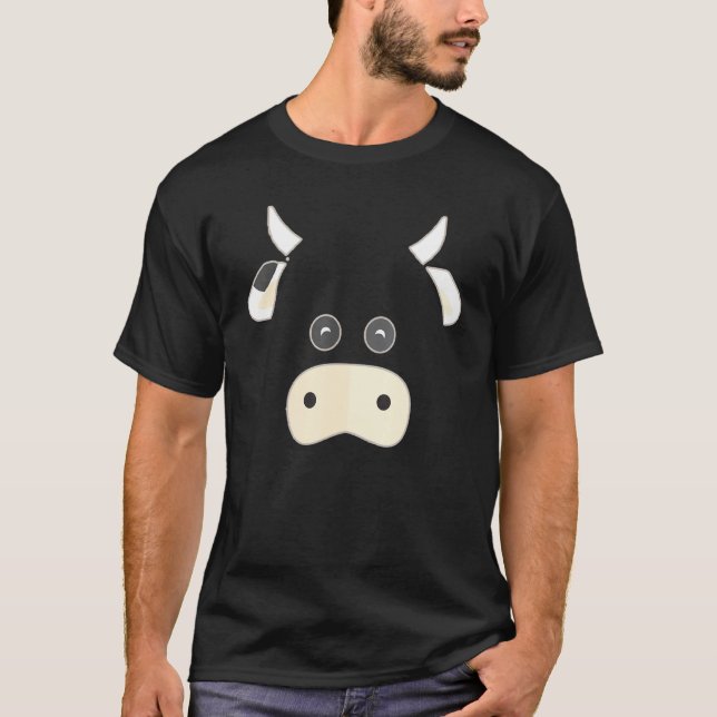 T-shirt Déguisement de base Halloween Visage de Vache (Devant)