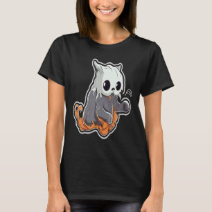 T-shirt Déguisement de chat fantôme Halloween Fête d'Hallo