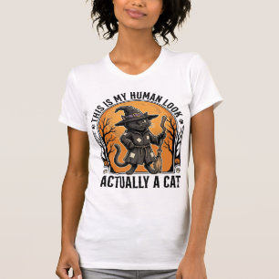 T-shirt Déguisement de chat Halloween drôle vintage sorciè