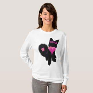 T-shirt Déguisement de chien noir Halloween rose