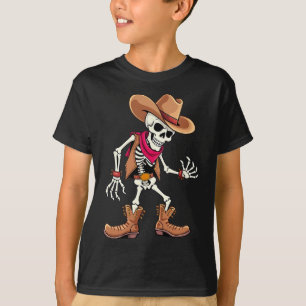 T-shirt Déguisement de cowboy squelette Halloween Enfants 