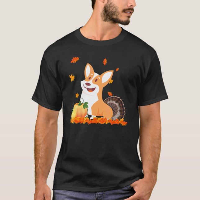 T-shirt Déguisement de dinde de Corgi pour Thanksgiving (Devant)