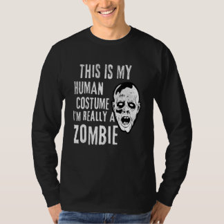 T-shirt Déguisement de Halloween paresseux visage de zombi