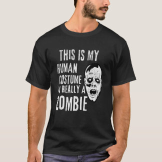 T-shirt Déguisement de Halloween paresseux visage de zombi