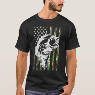 T-shirt Déguisement de pêche Drapeau Usa Bass pêcheur Papa