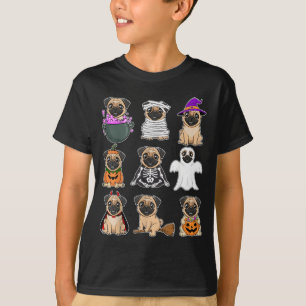 T-shirt Déguisement de pug pour Halloween Fantôme Citrouil