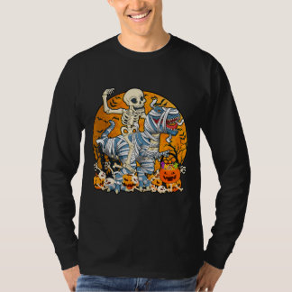 T-shirt Déguisement d'Halloween Dinosaure Squelette Drôle