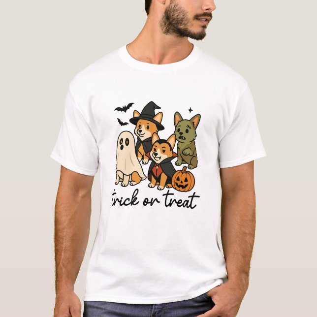 T-shirt déguisement d'Halloween pour corgi (Devant)