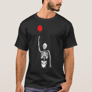 T-shirt Déguisement d'Halloween squelette tenant un ballon