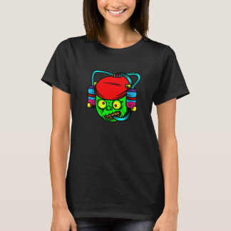 T-shirt Déguisement Halloween Paresseux Zombie Buvant des