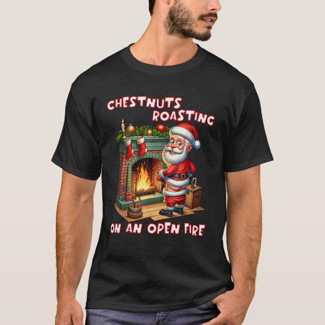 T-shirt Dégustation De Châtaignes Au Feu Ouvert Drôle Rude (Devant)