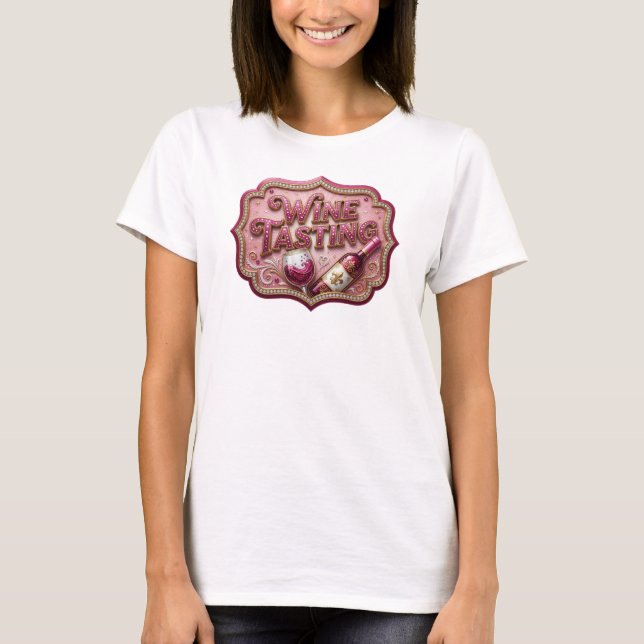 T-shirt Dégustation de vin rose clair Impression (Devant)