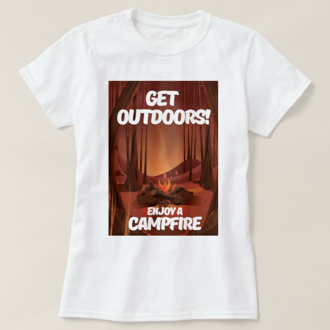 T-shirt Dehors ! Profitez d'un feu de camp (Design devant)