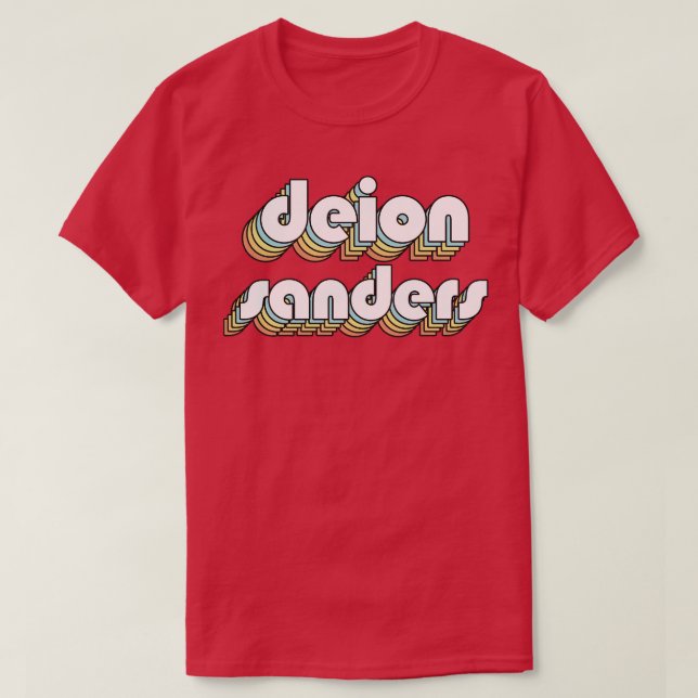 T-shirt Deion Sanders Retro Typographie Arc-en-ciel style  (Design devant)