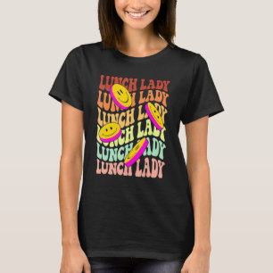 T-shirt déjeuner dame sourire rétro face retour à l'école