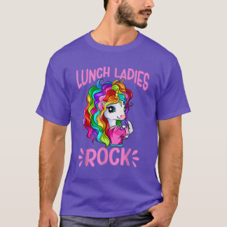 T-shirt Déjeuner Dames Rock Cute Unicorn Chef Cook Funny L