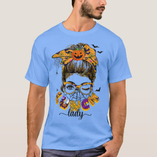 T-shirt Déjeuner d'Halloween Lady Messy Bun Saison Éffraya