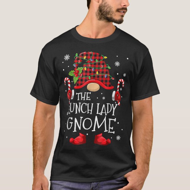 T-shirt Déjeuner Lady Gnome Buffalo Plaid Correspondant Fa (Devant)