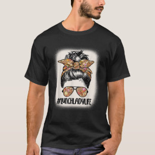T-shirt Déjeuner Lady Messy Cheveux Bun Femmes École Déjeu
