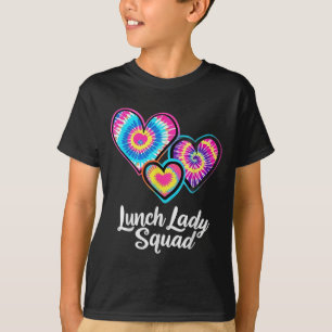 T-shirt Déjeuner Lady Squad Tie Dye Hearts Cafétéria Perso