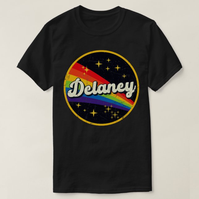 T-shirt Delaney Arc-en-ciel dans l'espace GrungeStyle Vint (Design devant)