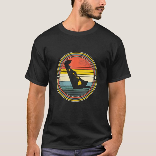 T-shirt Delaware Hawaii Roots Origine State Map Retro (Devant)