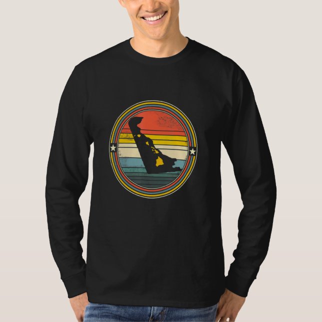 T-shirt Delaware Hawaii Roots Origine State Map Retro (Devant)