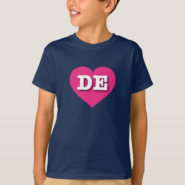 T-shirt Delaware Hot Pink Heart - J'aime DE (Devant)
