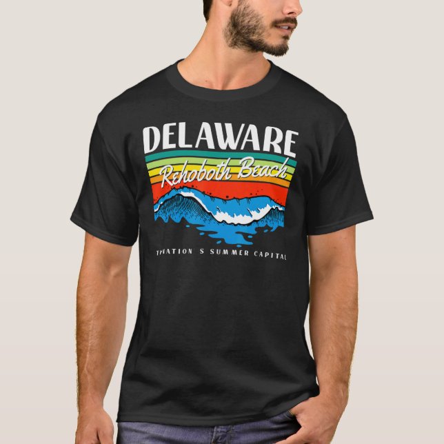 T-shirt Delaware Rehoboth Beach Surf rétro Vague graphique (Devant)