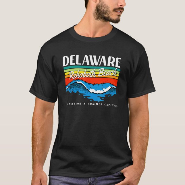 T-shirt Delaware Rehoboth Beach Surf rétro Vague graphique (Devant)