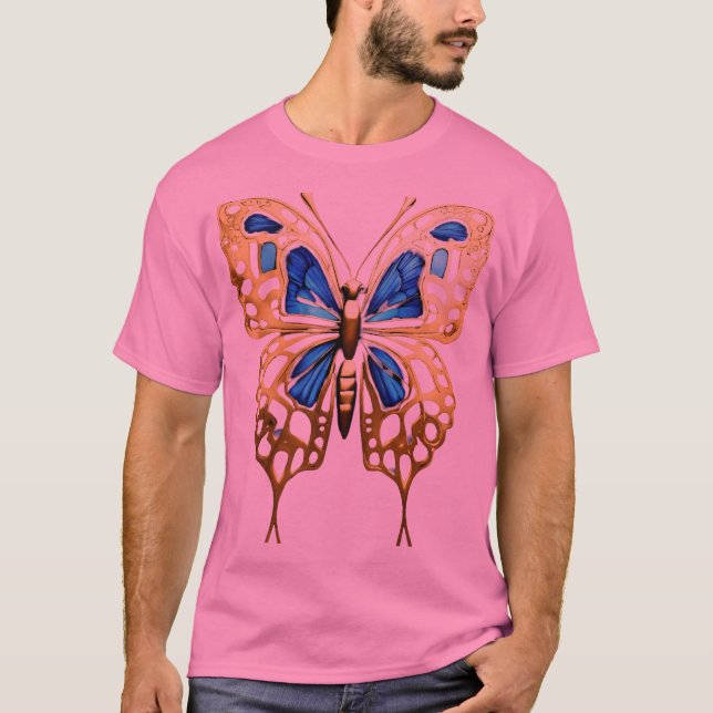 T-shirt d'élégance papillon à huile d'or (Devant)