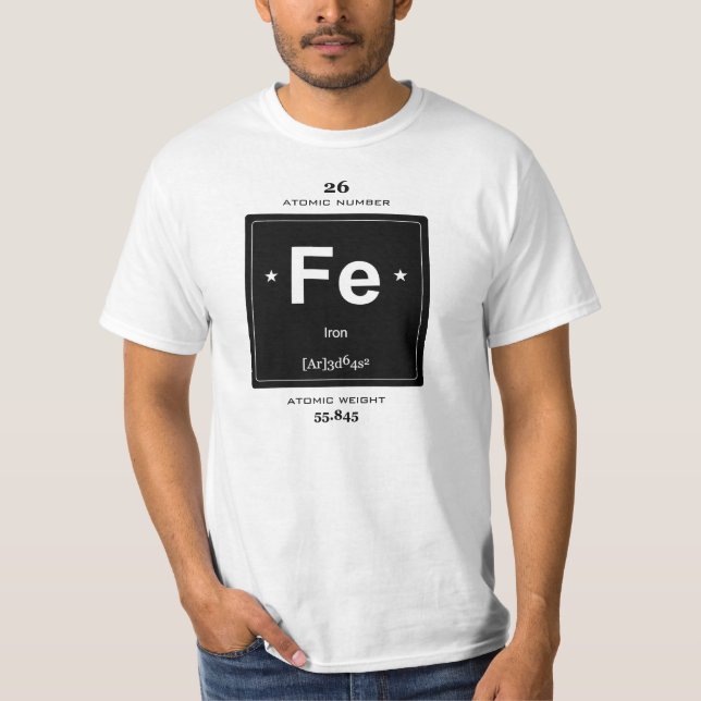 T-shirt d'élément chimique de fer avec l'insigne (Devant)