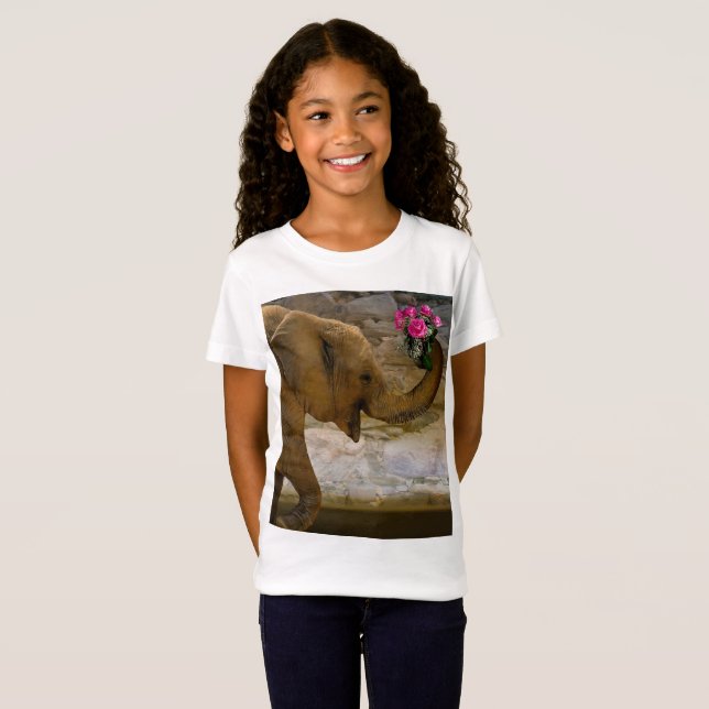 T-shirt d'éléphant de la jungle de la fille (Devant entier)