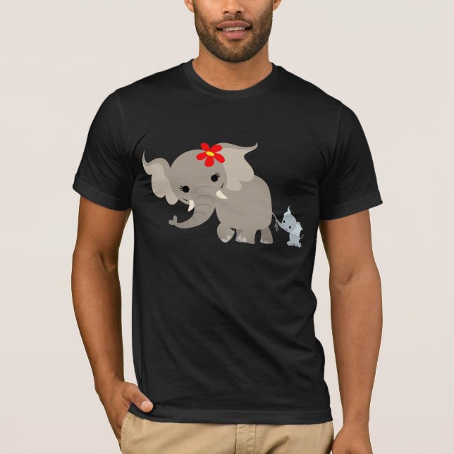T-shirt d'éléphant et de veau de mère de bande (Devant)
