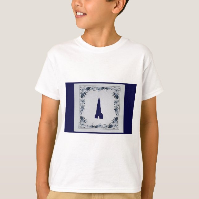 T-shirt Delft blue tile Nouvelle église dans Delft (Devant)
