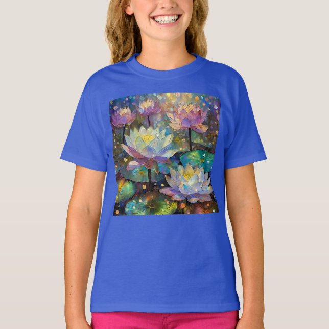 T-shirt Delicate Lotus Flowers Blossoming in the Snow (Devant)