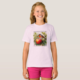 T-shirt Délice d'oiseau et de pomme fantaisiste