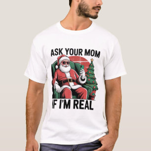 T-shirt Demande à ta mère Funny Santa Snarky Retro Noël