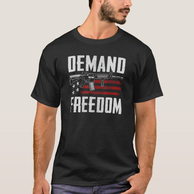 T-shirt Demande Freedom 2e amendement Pro Gun AR15 USA Fla (Devant)