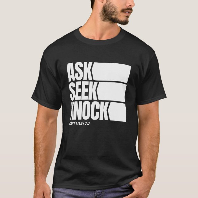 T-shirt Demander Chercher Frapper Matthieu 77 Foi Chrétien (Devant)