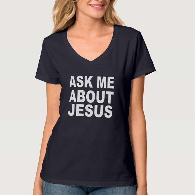 T-shirt Demandez-moi à propos de Jésus - Pasteur Sermonato (Devant)