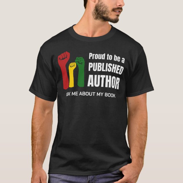 T-shirt DEMANDEZ-MOI À PROPOS DE MON LIVRE Fier Noir Auteu (Devant)