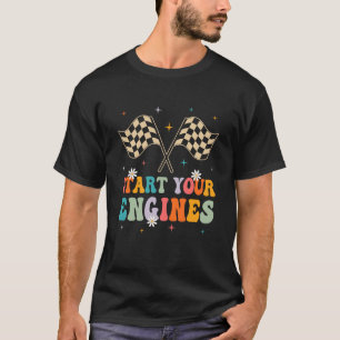 T-shirt Démarrez vos moteurs Super À damiers Drapeau Rétro
