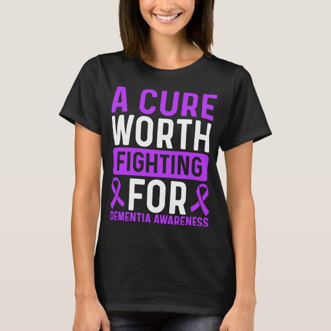 T-shirt Dementia Awareness Ribbon Cure Alzheimer Survivor (Devant)