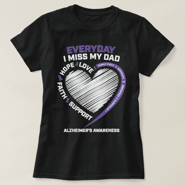 T-shirt Dementia Products Purple In Memory Dad Alzheimers  (Design devant)